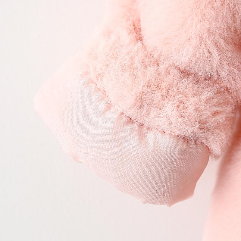 Зимнее женское детское мультяшное пальто с капюшоном женское младенческое меховое для малышей (Бесплатная сумка)