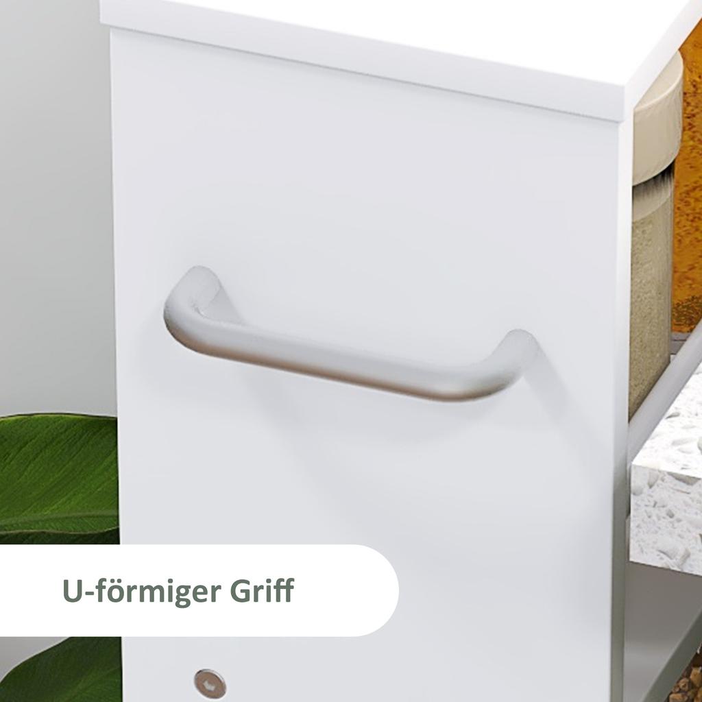 Multifunctional Shelf with Casters, Narrow Design, 4 Compartments, 45x15x91 cm, White