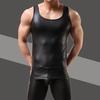 Men Faux Leather Vest Gym Color Sleeveless Solid Slim Tank