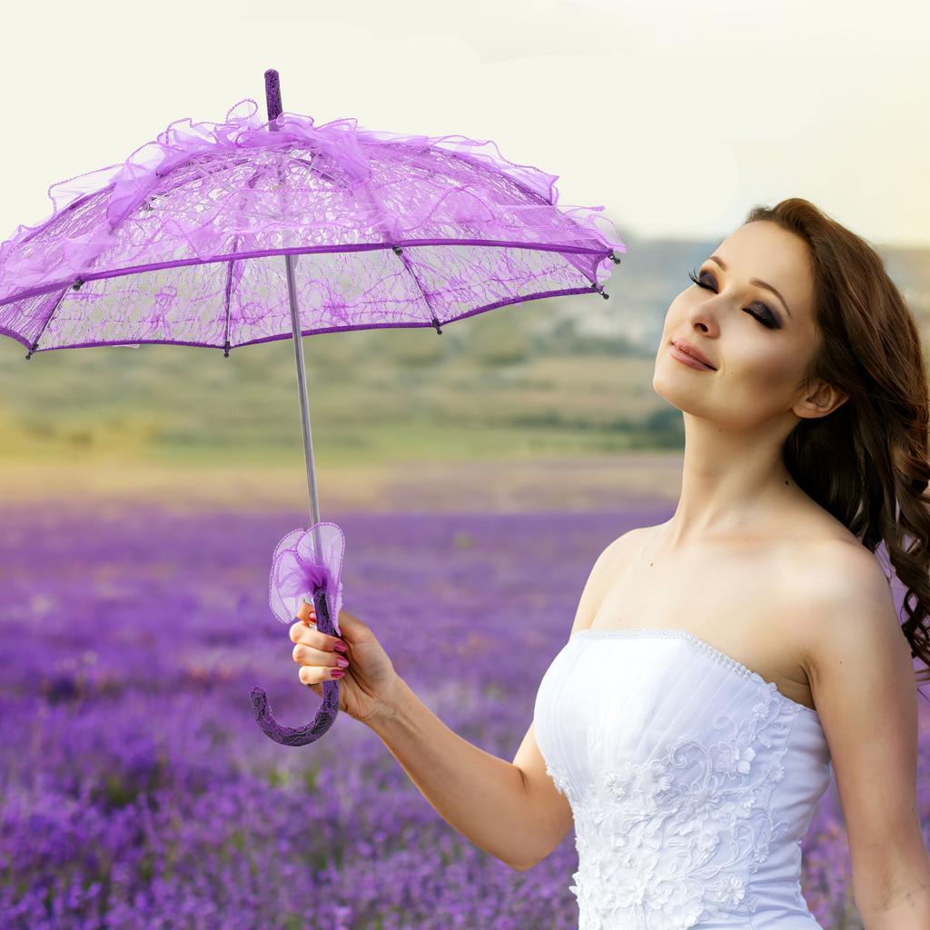 Кружевной зонтик фото реквизит платья подружек невесты элегантный зонтик в стиле вестерн для девочек фиолетовый железный свадебный белый