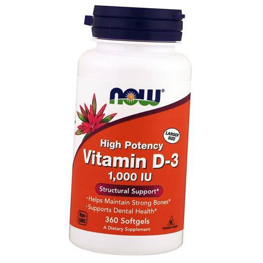 Витамин Д3 высокоактивный, Vitamin D-3 1000, Now Foods  180гелкапс (36128047)