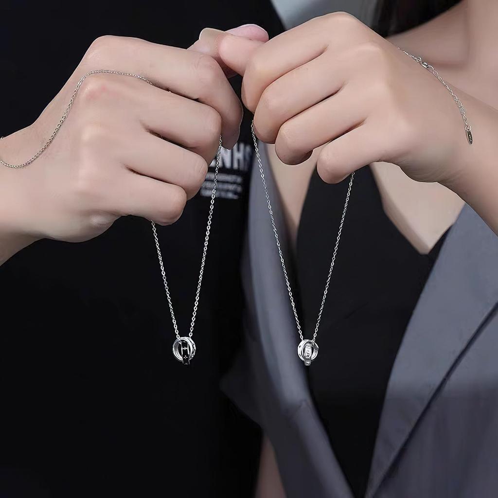 Парное ожерелье с цепочкой на ключицу, популярное сочетание серебра 925 пробы, парный комплект из 2 ожерелий в подарок [MIYEKI]