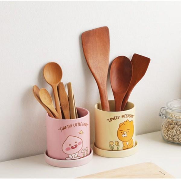 Kakao Friends Контейнер для столовых приборов Little Friends Park, набор из 2 предметов, Little Ryan, Little Apeach, 1 набор, лучший персонаж Кореи