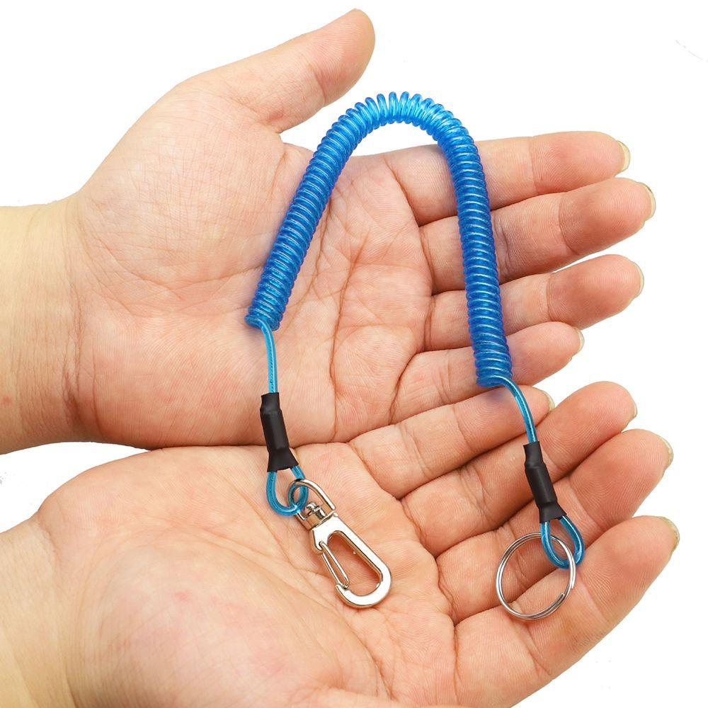 Elastic Secure Buckle Lock Anti-lost Tackle Outdoor Fishing String Keychain Spring Rope Lanyard