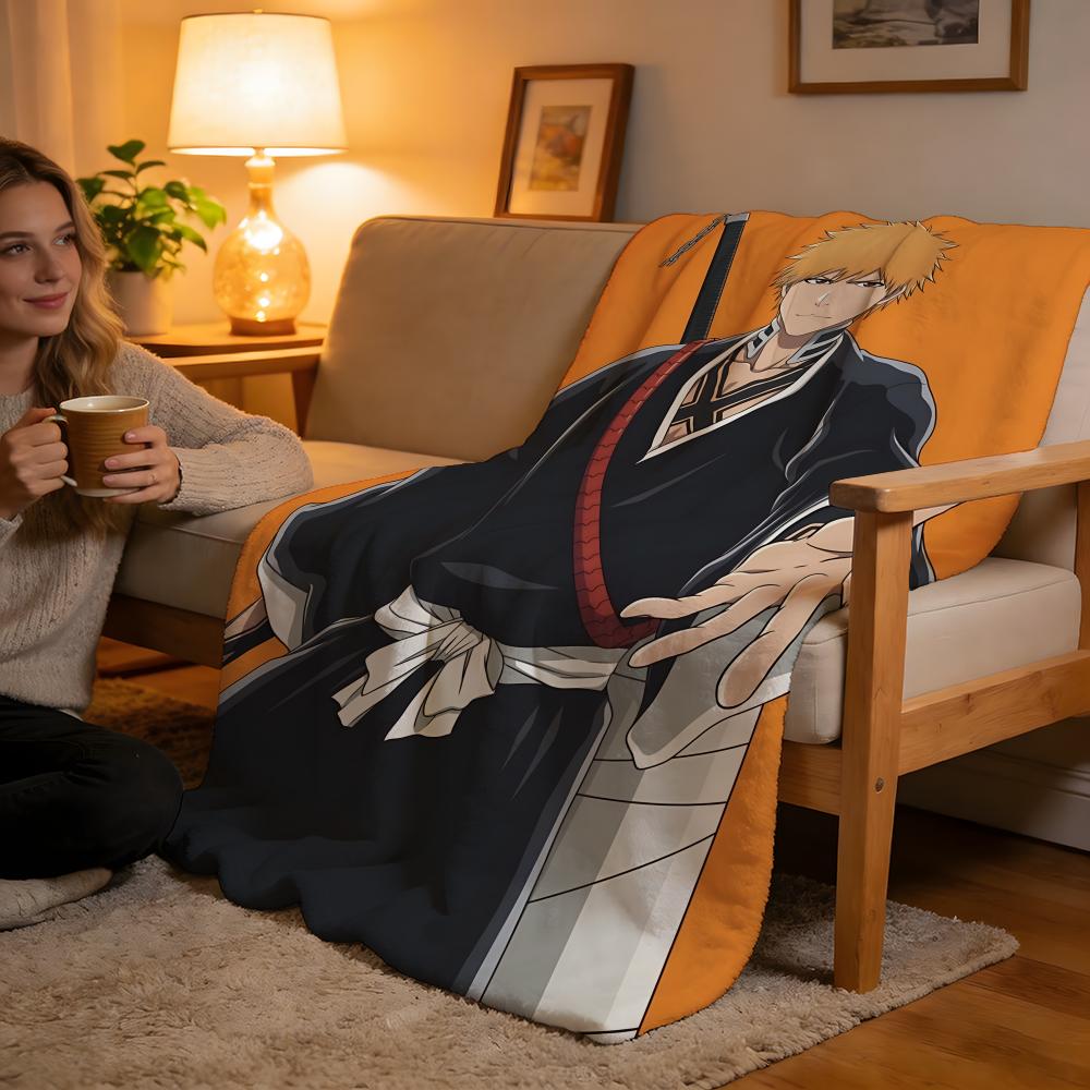 BLEACH Classic Animation Throw High-Density Short Plush Blanket Soft For Sofa Air-Con Room.
