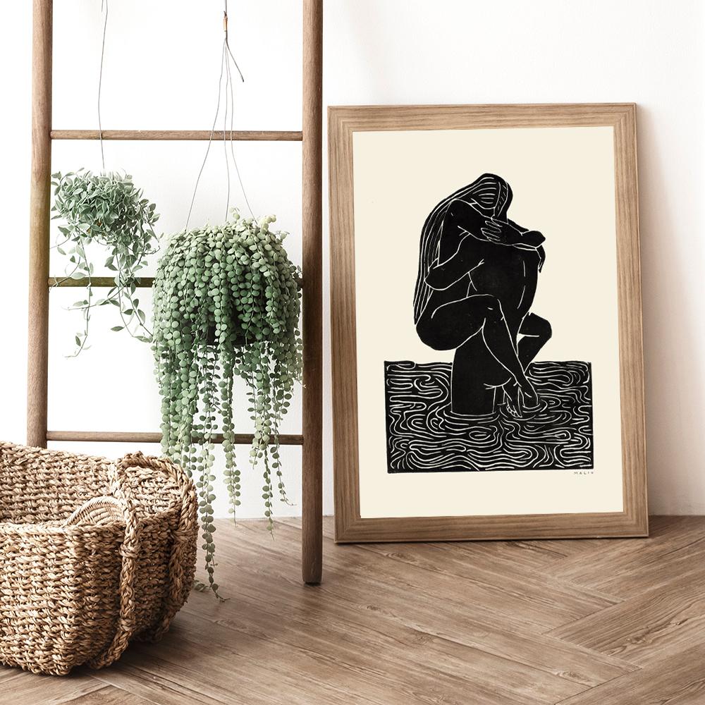 Сексуальное тело для женщин и мужчин, картина обнаженных пар на воде, холст, настенное искусство, печать плакатов, картина для гостиной