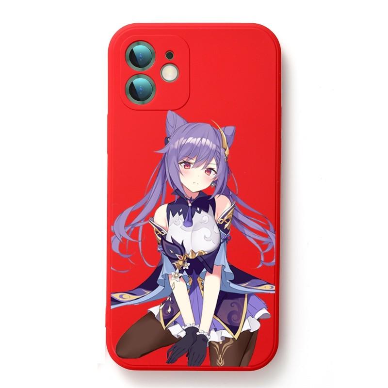 Genshin Impact Keqing Phone Case For IPhone 14 11 12 13 Pro Max X XR XSMax 6 6S 7 8 Plus SE 2022 Soft Square Color Phone Cover