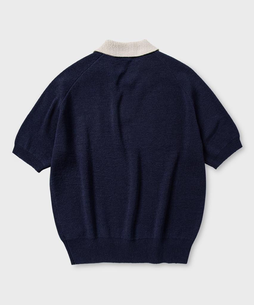 NONBLANK Raglan Half Sleeve Collar Knit_Navy