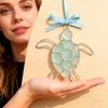 Sea Turtle Ornament with Card Sea Glass Turtle Gifts for Women Turtle Lovers Christmas Tree Hanging Decoration for Indoor Outdoor Home Decor
