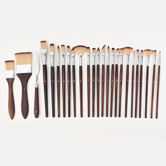 26Pcs Nylon Paint Brush Set Watercolor Acrylic Paint Brushes with Flat Round Fan Shapes Portable Paintbrush Kit for Students Artists Oil Painting