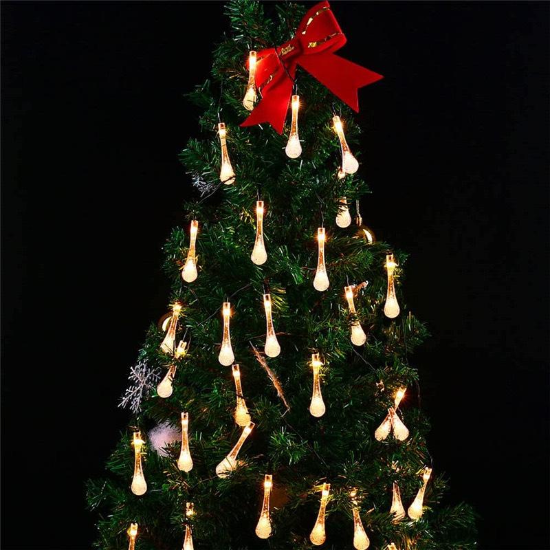 Солнечная гирлянда с каплями воды, украшение для сада, внутреннего двора, балкона, рождественская гирлянда с каплями воды