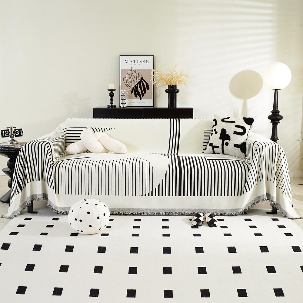 Полотенце для дивана из шенилла с неровными линиями для гостиной, декор для дома в скандинавском стиле с кисточками по краям, комплект для трехместного дивана