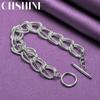CHSHINE 925 стерлингового серебра гладкий матовый двойной браслет цепи модный шарм свадебная вечеринка высокое качество для женщин ювелирные изделия