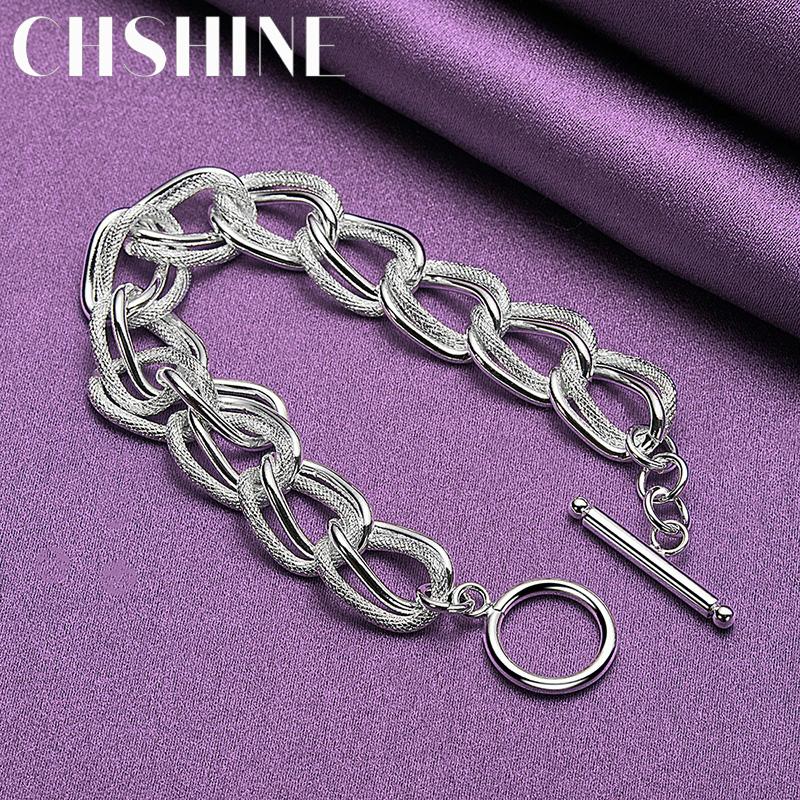 CHSHINE 925 стерлингового серебра гладкий матовый двойной браслет цепи модный шарм свадебная вечеринка высокое качество для женщин ювелирные изделия