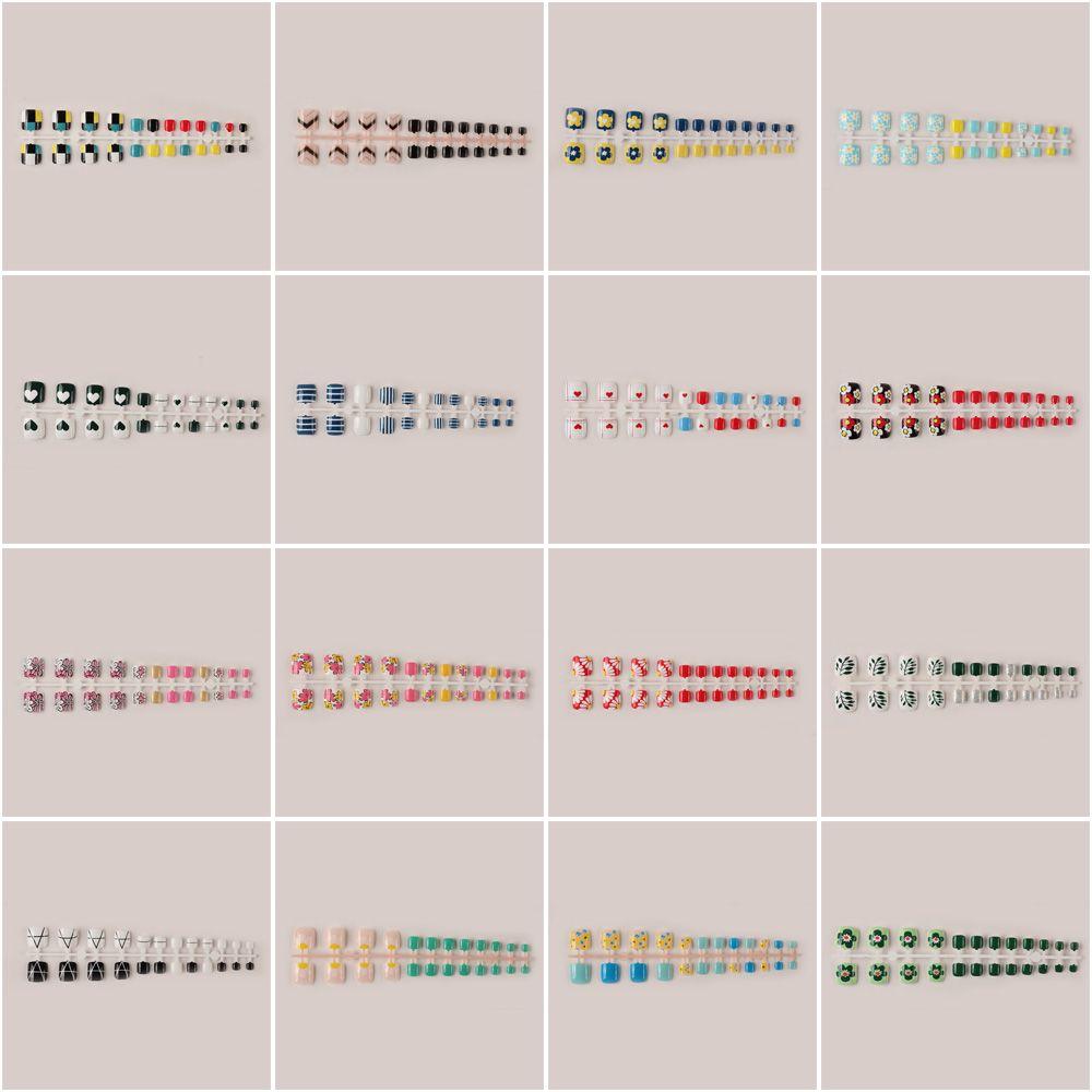 Fashion False Gel Glitter Strip Short Square Fake Toenails Toe Nails Nail Art Toes Nails Decor