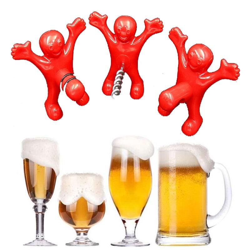 Кухня Бар Красный Веселый Счастливый Человек Вино Пиво Бутылка Газировки Новинка Открывалка Пробка