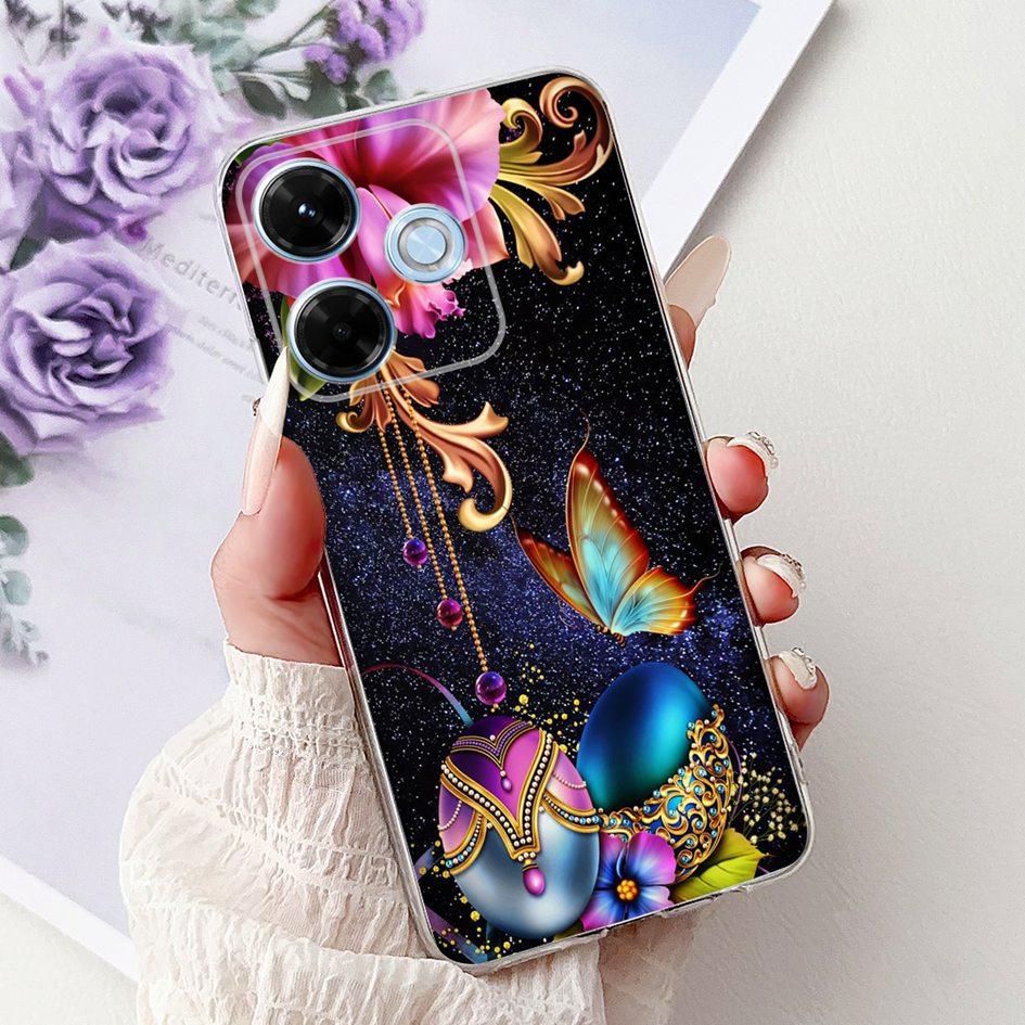 New For Xiaomi Redmi 13x 4G Case Cute Cartoon Panda Machine Flower TPU Soft Silicone Cover For Xiomi Redmi 13X Shockproof Bumper