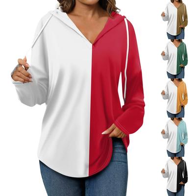 Женская мода повседневная V-образный вырез завязка полосатый принт длинный рукав топ