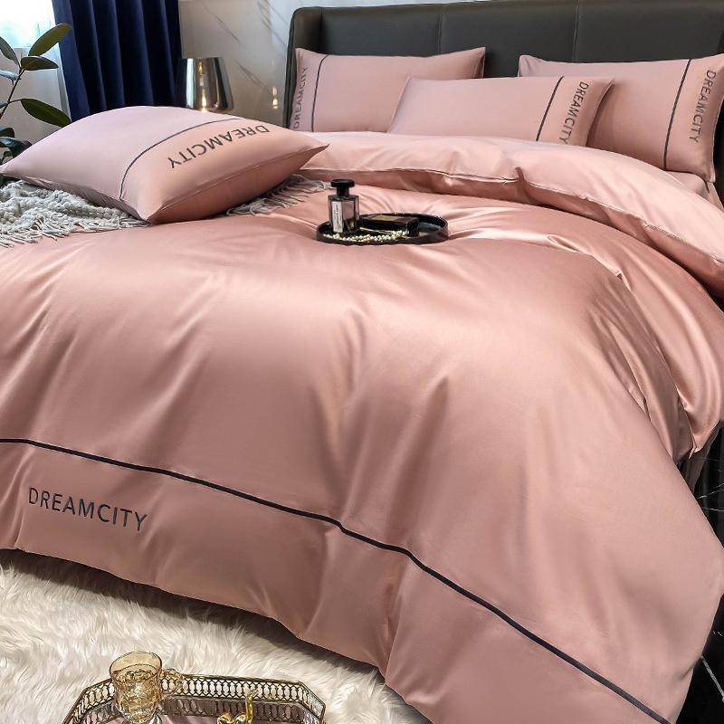 Легкий Люкс Класс А Материнский и Младенческий Хлопок Длинноволокнистый Хлопок Набор из Четырех Предметов Чистый Хлопок Вышитая Простыня Матрас Пододеяльник Постельное Белье