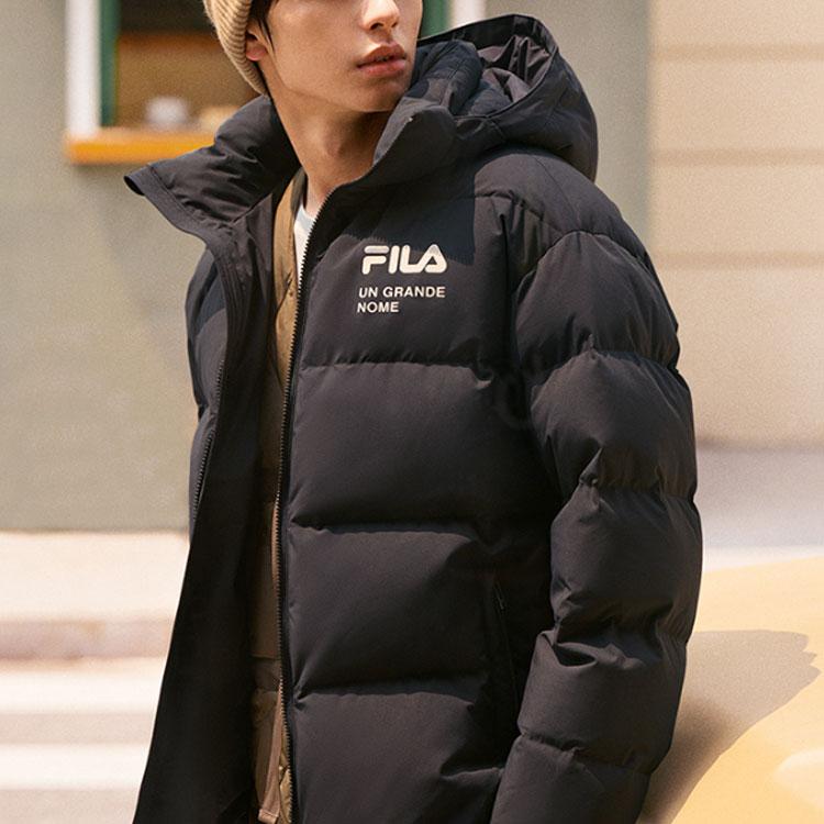 Fila Свободная повседневная толстовка с капюшоном и логотипом, простая куртка-пуховик с длинным рукавом, унисекс, верхняя одежда, черная F11U249902F-BK