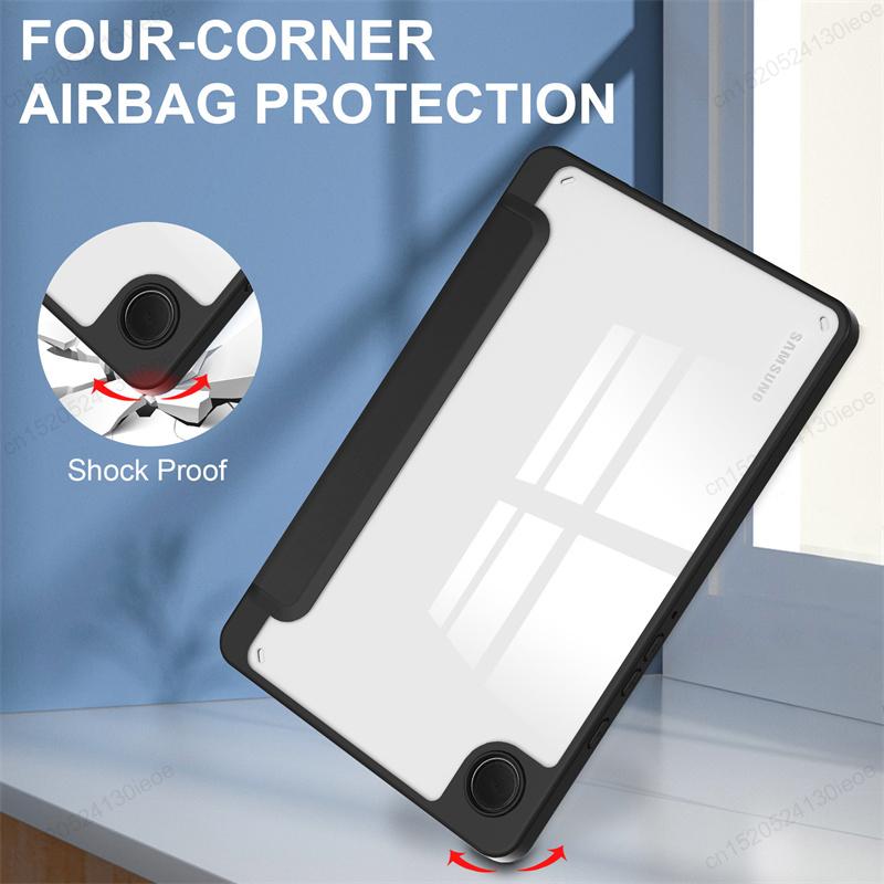Acylic Transparent Back Tablet Cover for Samsung Galaxy Tab A9 8.7 Inch 2023 Shockproof Case S9 Plus 11" Pencil Holder Funda
