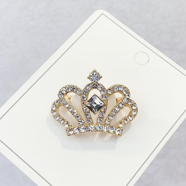 Fashion Crown Brooches Gold Silver Color Rhinestone Pearl Lapel Pin Dress Decoration Buckle Badge Jewelry Accessories For Women