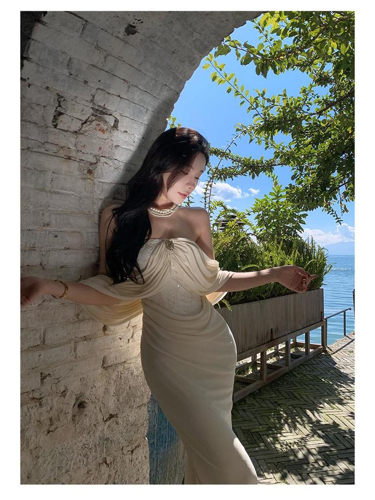 Elegant Autumn Evening Fishtail Dress - Sophisticated Style for Women