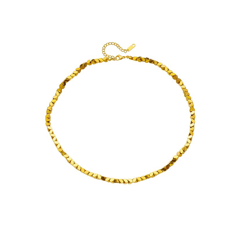 XIYANIKE 316L Stainless Steel Necklace for Women Gold Color Chain Irregular Bead Exquisite Charming New Trends Simple Jewelry