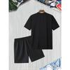 Лето 2025 Новый мужской костюм 3D-принт Двойка Повседневная футболка с круглым вырезом Полиэстер Мужская одежда
