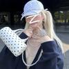 Нишевая сумка для боулинга с высоким уровнем привлекательности, из лакированной кожи в горошек, сумка-подушка, сумка на плечо и сумка через плечо