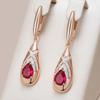 Silver Color Texture Zircon Red Large Drop Pendant Earrings for Women Vintage Wedding Jewelry Light Luxury Accessories