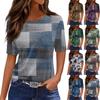 Футболки для женщин, плиссированные, с круглым вырезом, нарядные, повседневные, блузки с принтом, с коротким рукавом, летние топы, свободный крой