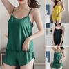 Women's 2 Piece Pajama Set Loose Cami Tank Top Shorts Set Summer Casual Sleeveless Sleepwear Home Bedroom Loungewear Suit