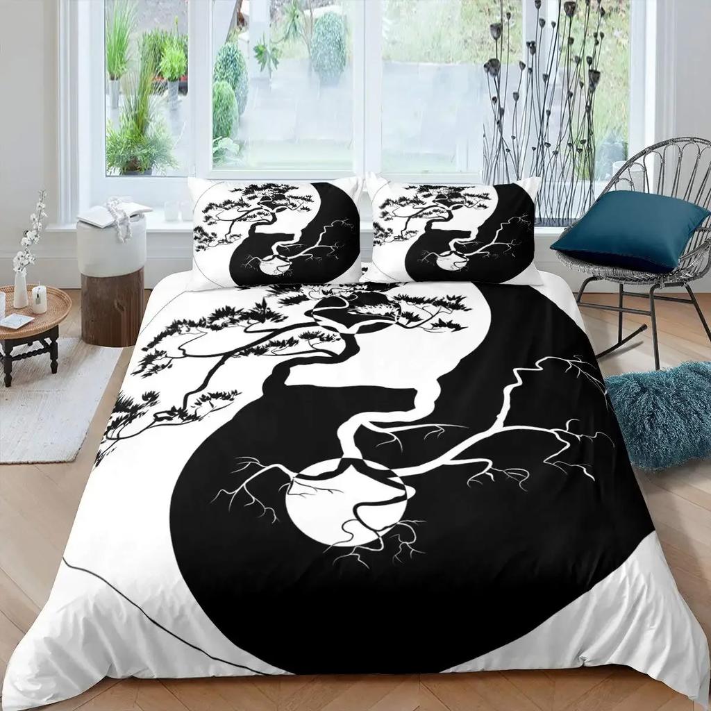 Комплект пододеяльников Инь-Ян в стиле бохо Trippy Art Twin Одеяло Gossip Traditional Ying Yang Theme King Size Полиэстеровое одеяло
