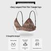 Leopard Print Wire-Free Deep V Lingerie Set - Women's Sexy Triangle Cup Spaghetti Strap Bra