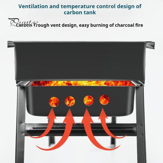 Гриль-барбекю Портативный складной угольный гриль для приготовления пищи на открытом воздухе Простая сборка и очистка Нержавеющий металлический гриль для кемпинга, пикников, пляжных вечеринок