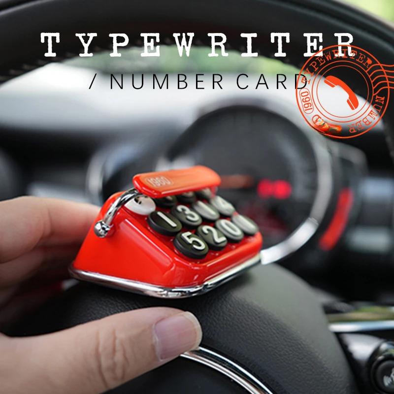 Creative Temporary Parking Card Retro Typewriter Hidable Temporary Auto Stop Phone Number Display Car Interior Decor