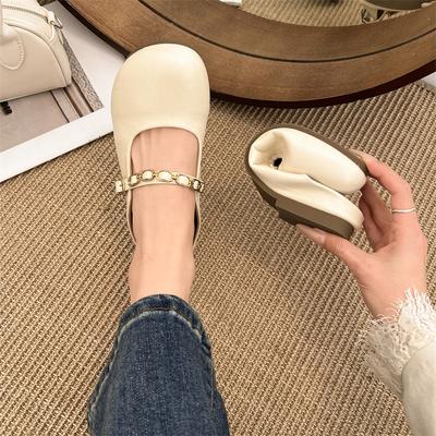 Модные ретро-тапочки-мешки с плоским дном, женская летняя одежда 2025 года, новые полупедальные тапочки Мэри Джейн