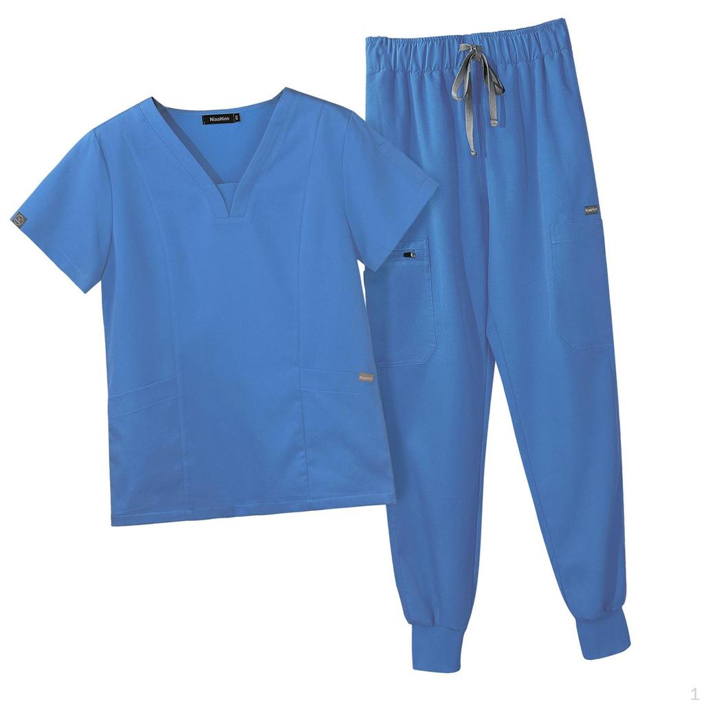 Женский костюм-комбинезон с множеством карманов, V-образным вырезом, короткими рукавами, легкая рабочая одежда для медсестры