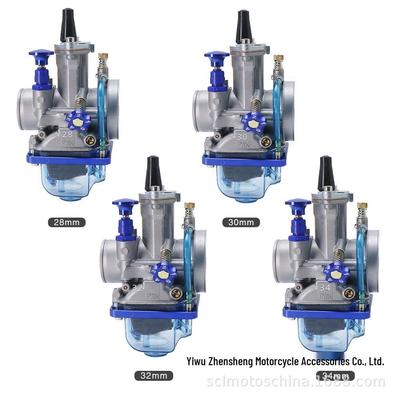 Мотоциклетный карбюратор KEIHIN PWK (24-34ММ) с синей прозрачной поплавковой камерой