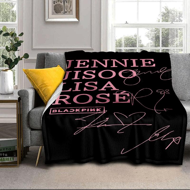 Black And Pink Fashion Blanket Flannel Blanket for bed, sofa, Camping, Hiking, Picnic Essentials, gift for family Fan gifts