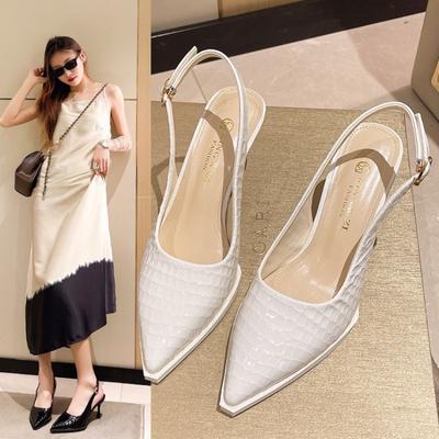 Мода 2024 года, новые сексуальные туфли с острым носком на высоком каблуке, женские сандалии, дизайнерские летние модные туфли-лодочки с ремешком на пятке, повседневная обувь