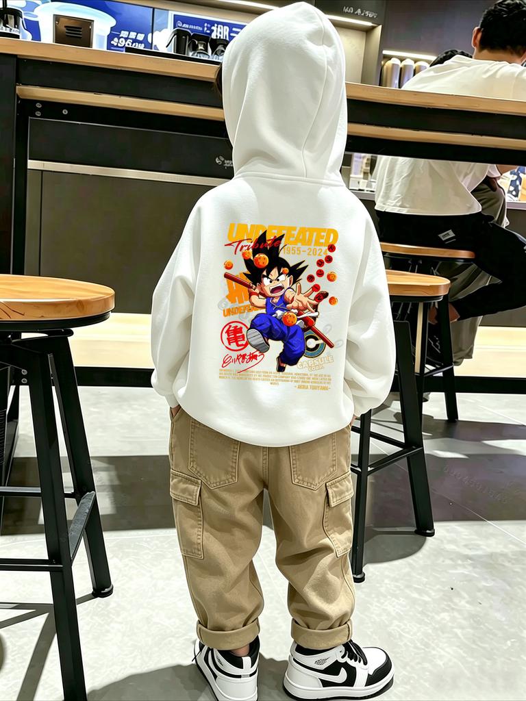 Latest fall/winter children's comfortable hooded sweatshirt - Dragon Ball anime large-sized warm pullover sweatshirt
