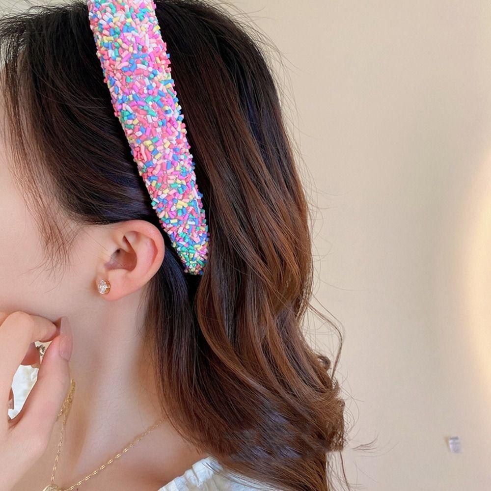 Fashion Star Donut Headband Make Up Face Wash Hair Hoop Candy Color Acrylic Female