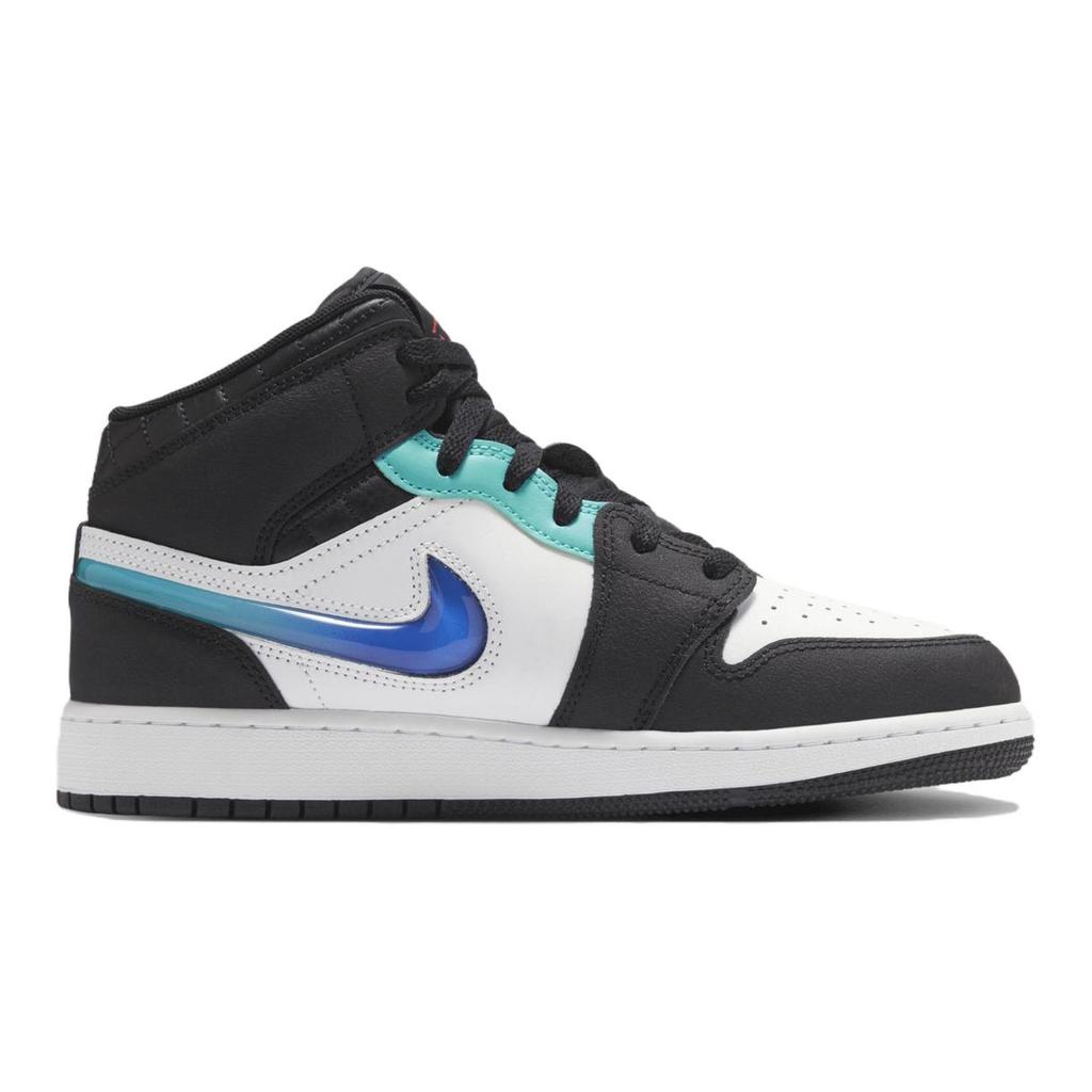 Air Jordan 1 Mid SE GS Черный Белый Гипер Жаде Сиреневый Красный FQ8095-001