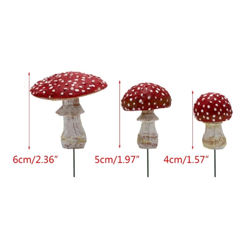 3pcs Artificial Mini Mushroom Model Luminous Garden Stakes Fairy Garden Plant Miniatures Terrarium Yard Signs Decoration