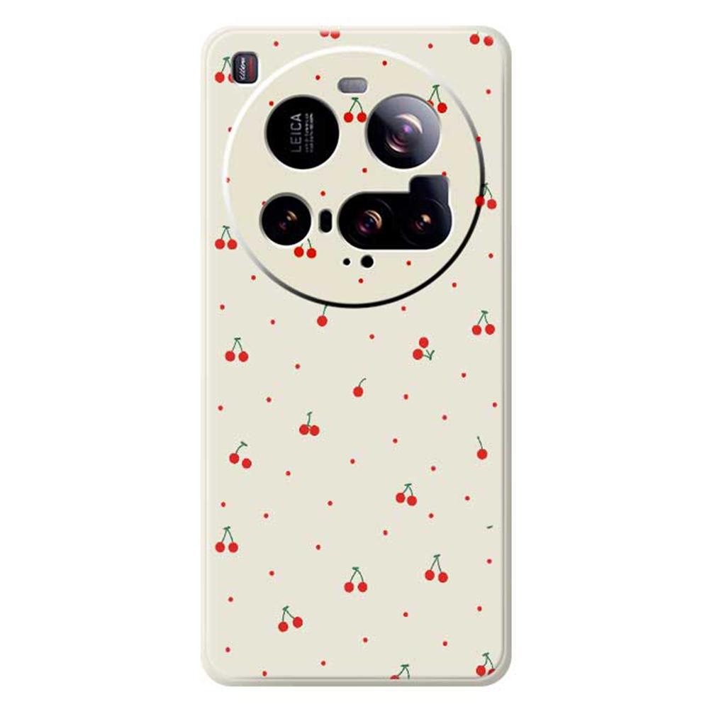 For Xiaomi 15 Ultra Case Red Cherry Pattern Printing Straight Edge TPU Phone Back Cover
