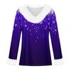Women's Fashion Long Sleeve Christmas Printed Party Plush Neck V-Neck Top