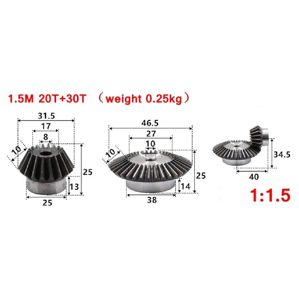 1:1.5 Коническая шестерня с модулем 0.8M 1M 1.2M 1.5M 1.7M 20/30 зубьев Угловой привод 90 градусов Коническая шестерня Отверстие под обработку