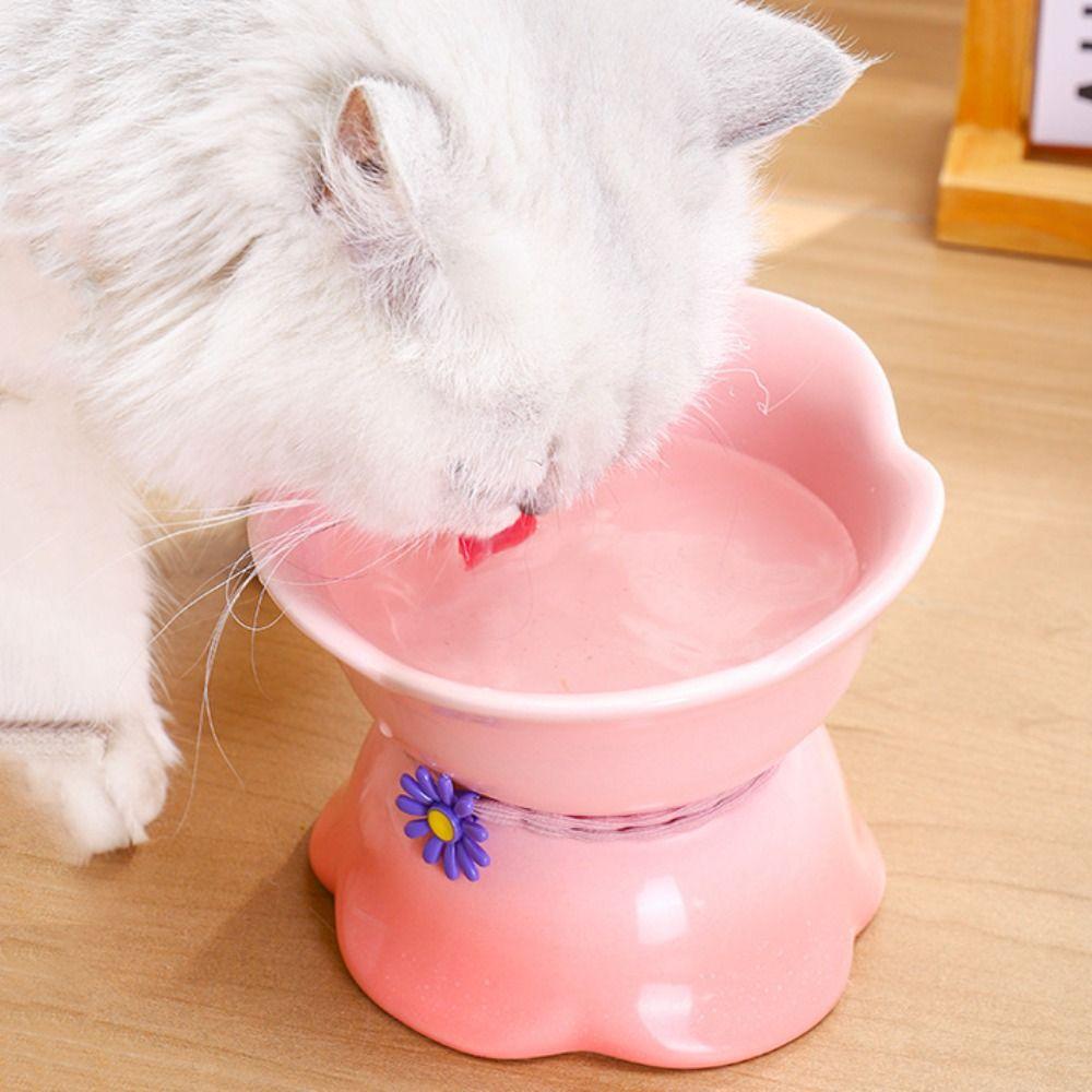 Flower Shape Pet High Foot Bowl Gradient Color Pet Drinking Feeder Multi-use Cat Bowl  Kitten Puppy